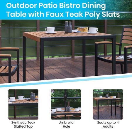 Flash Furniture Patio Set-35" Table-2 Chairs-Gray Umbrella-Base XU-DG-810060062-UB19BGY-GG